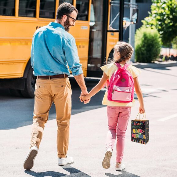 30 Back to School Gift Bags Kraft Paper Treat Bags with Handles Party Favors - Picture 7 of 7